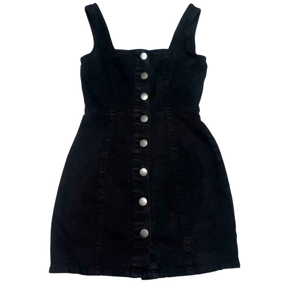 Cotton On Black Denim Button Down Mini Dress Size 2